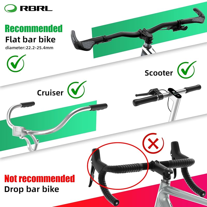 RBRL Extra Large Bicycle Mirror Set, 360° Adjustable Shatterproof Bar End Rear View Mirrors for E-Bikes