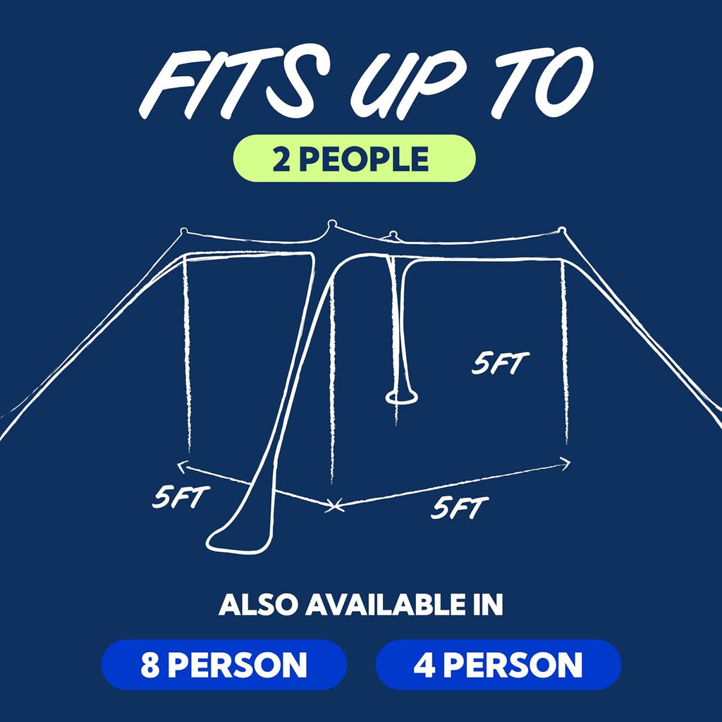 SUN NINJA Beach Tent Sun Shelter | UPF50+ Easy Pop-Up Canopy for Camping & Picnics - Includes Sand Shovel & Stability Poles
