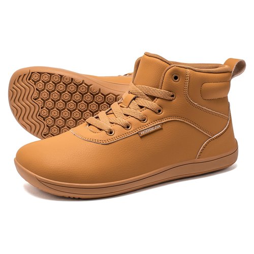 HOBIBEAR Women's Wide High-Top Barefoot Sneakers | Men's Mesh Lined Comfortable Ankle Bootie | Minimalist Zero Drop Sole Brown, 8 Women/6.5 Men