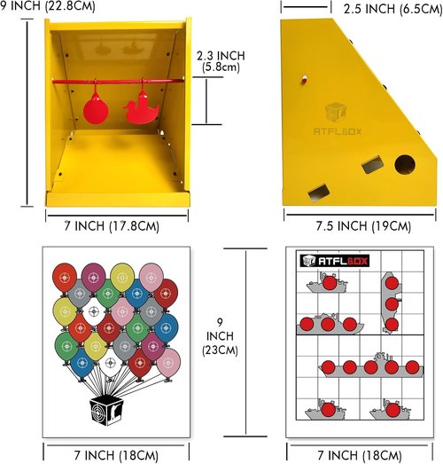 ATFLBOX BB Trap Target - 20 Paper Targets & 2 Metal Silhouettes Spinner - Ideal for Airsoft & Pellet Guns
