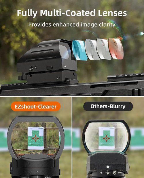 EZshoot Red/Green Dot Reflex Sight - Rechargeable Optic Scope with Multiple Reticles | 20mm Picatinny Rail Mount