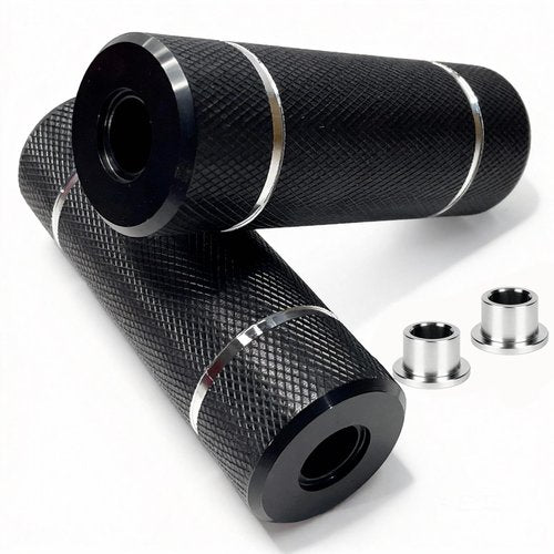 WADEKING WHW BMX Bike Pegs 4.3" Compatible with Both 14mm and 3/8 Inch Axles, Wheel Studs，Aluminum Alloy Durable and Stylish Non-Slip (Black)