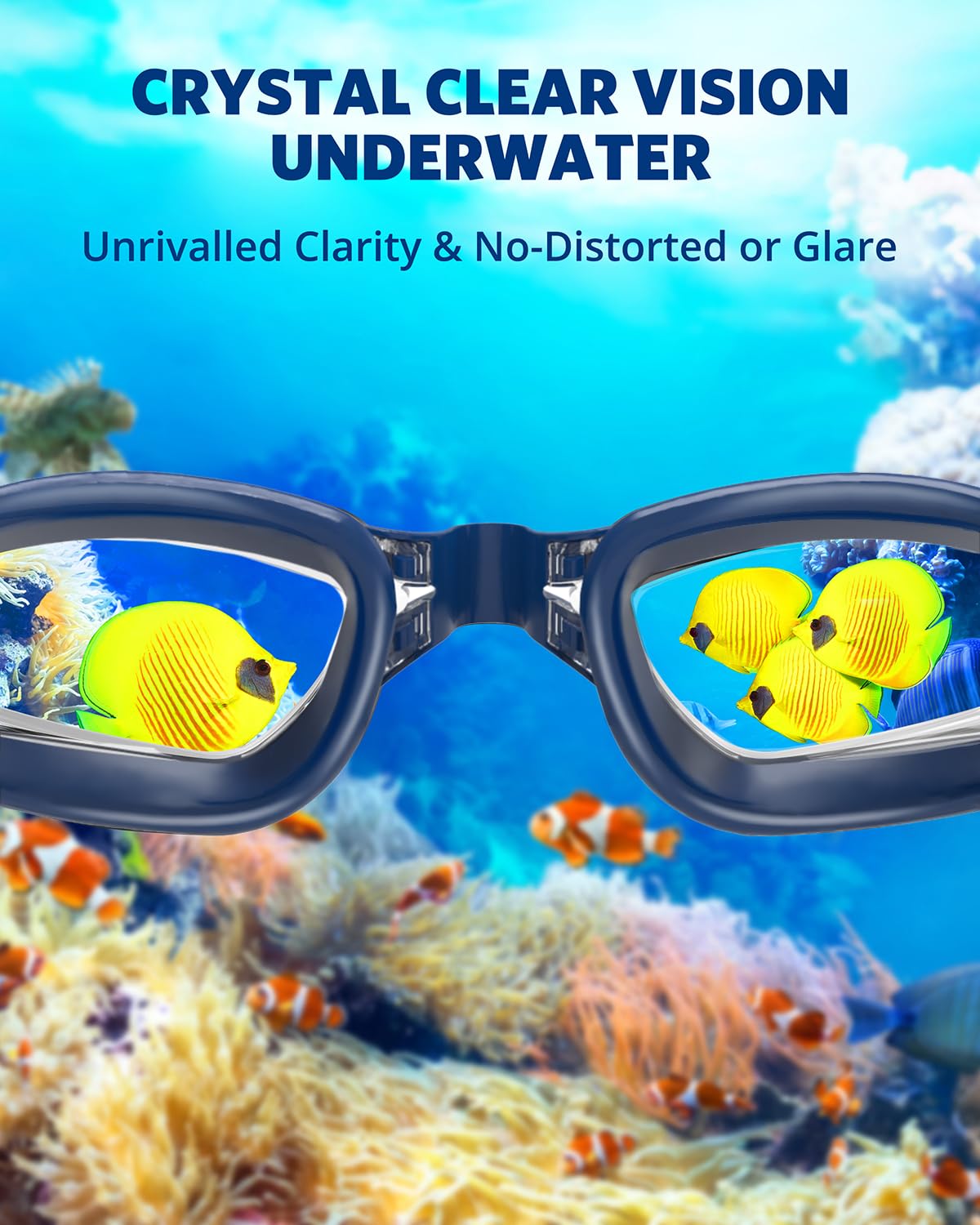 Aegend Swim Goggles 2-Pack, No Leaking Anti-Fog UV Protection Mirrored Swim Glasses for Adult Men Women, Wide View Outdoor