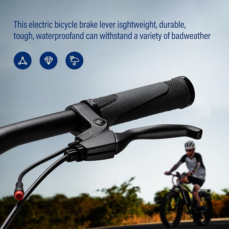 2 Pin Brake Levers for Electric Bicycle, 12cm Cable Length, 1 Pair - Variation: 2 Pin Male + No Extension Cable