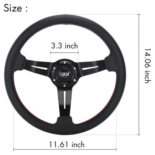 10L0L Golf Cart Steering Wheel and Adapter Fits Club Car DS Golf cart - Black