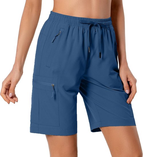 Hugut Women's Hiking Cargo Shorts - Quick Dry, Lightweight, Water-Resistant with Zipper Pockets | Ideal for Camping & Travel