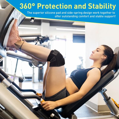 HUEGLO Plus Size Knee Brace for Women and Men Knee Pain Relief,Adjustable Patellar Tendon Support Strap Extra Large Knee Brace with Side Stabilizers for Meniscus Tear,Sports,XXX-Large