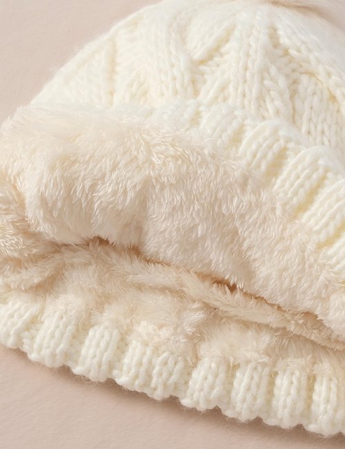 DS DADOU&XIAOSHAN Winter Hats for Women, Fleece Lined Beanie with Pom Pom, Girls Womens Knit Hat Beanies Toboggan (Sky Blue)
