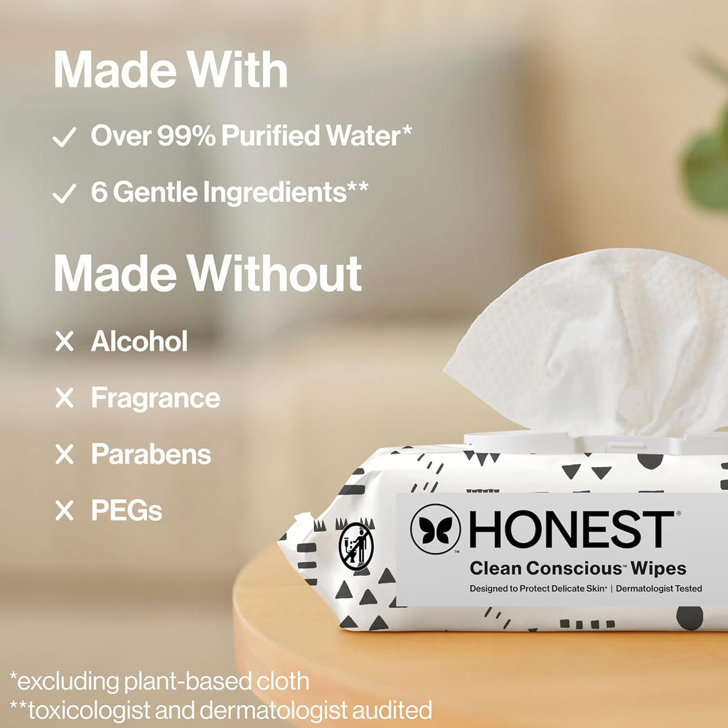 The Honest Company Baby Wipes - Hypoallergenic & Fragrance-Free for Sensitive Skin | 720 Count (10 Packs of 72)
