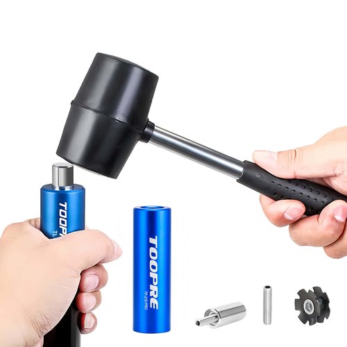 Chrisphil Bike Fork Star Nut Installation Tool with 4 Nuts - Universal Fit for 7/8", 1", 1-1/8" Steerer Tubes (Road & MTB)