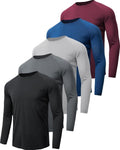 MLYENX Long Sleeve Men's Workout Shirts - UPF 50+ UV Protection, Quick-Dry, Moisture-Wicking | 7 Pack