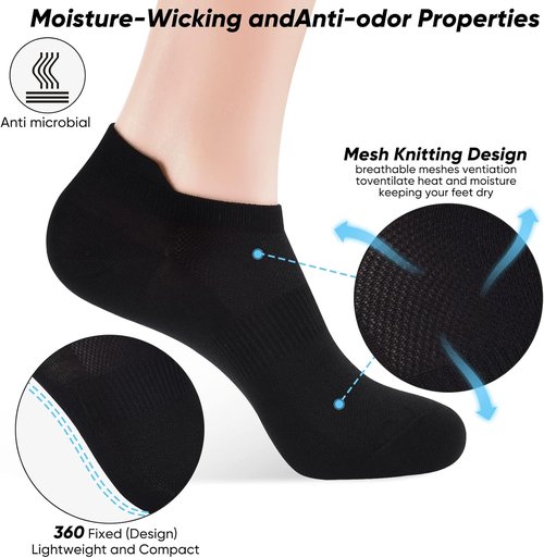 ATBITER Ankle Socks - Thin Athletic No Show Socks for Men & Women | 6-12 Pairs with Heel Tab