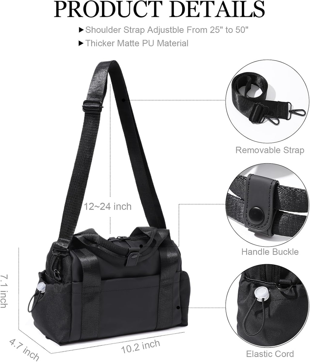 Skiennix Mini Gym Bag for Women - Stylish Crossbody Duffle with Wet Compartment | Black