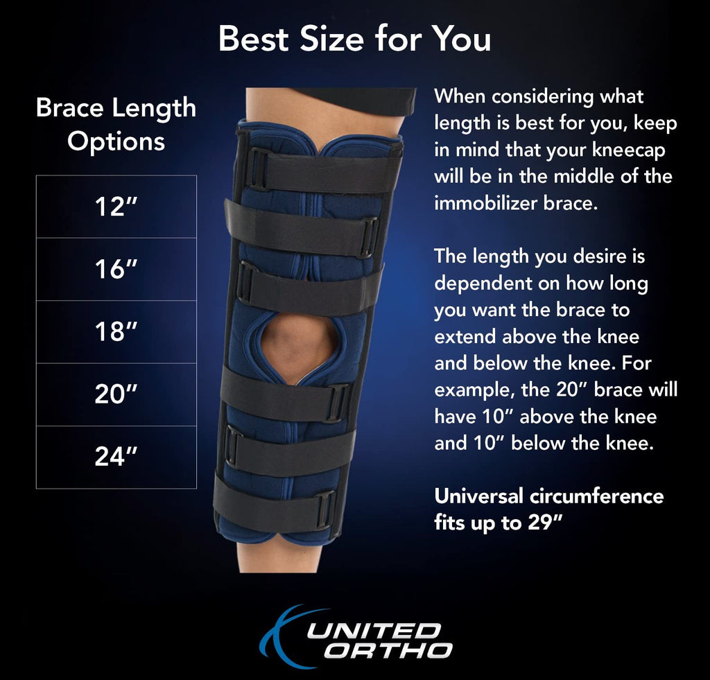 United Ortho 61016 3-Panel Knee Immobilizer, 16" Size