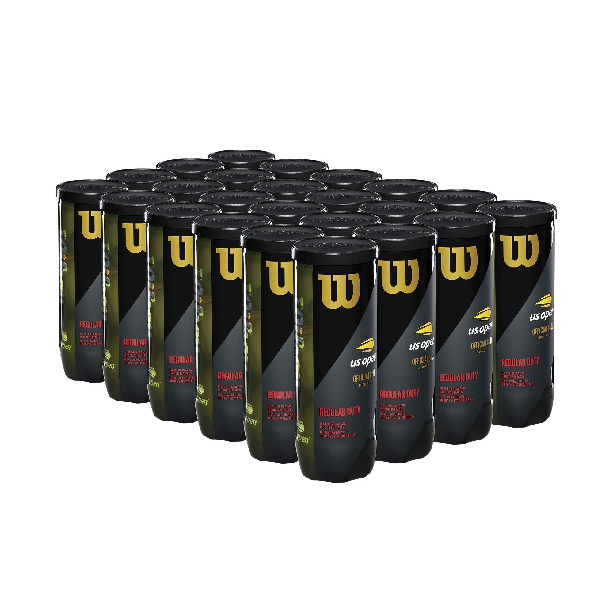 WILSON US Open Tennis Balls - Regular Duty, 24 Can Case (72 Balls)