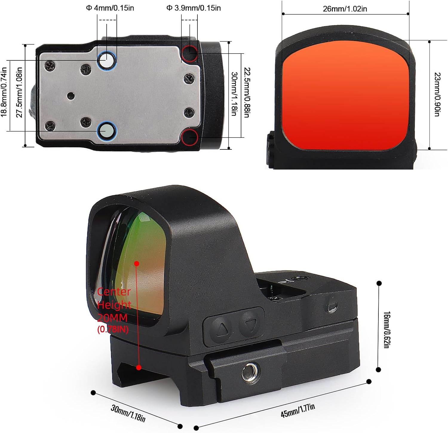 YSS Red Dot Sight - Shake Awake Optic for Pistols, Rifles & Shotguns | 3MOA, 8 Brightness Levels