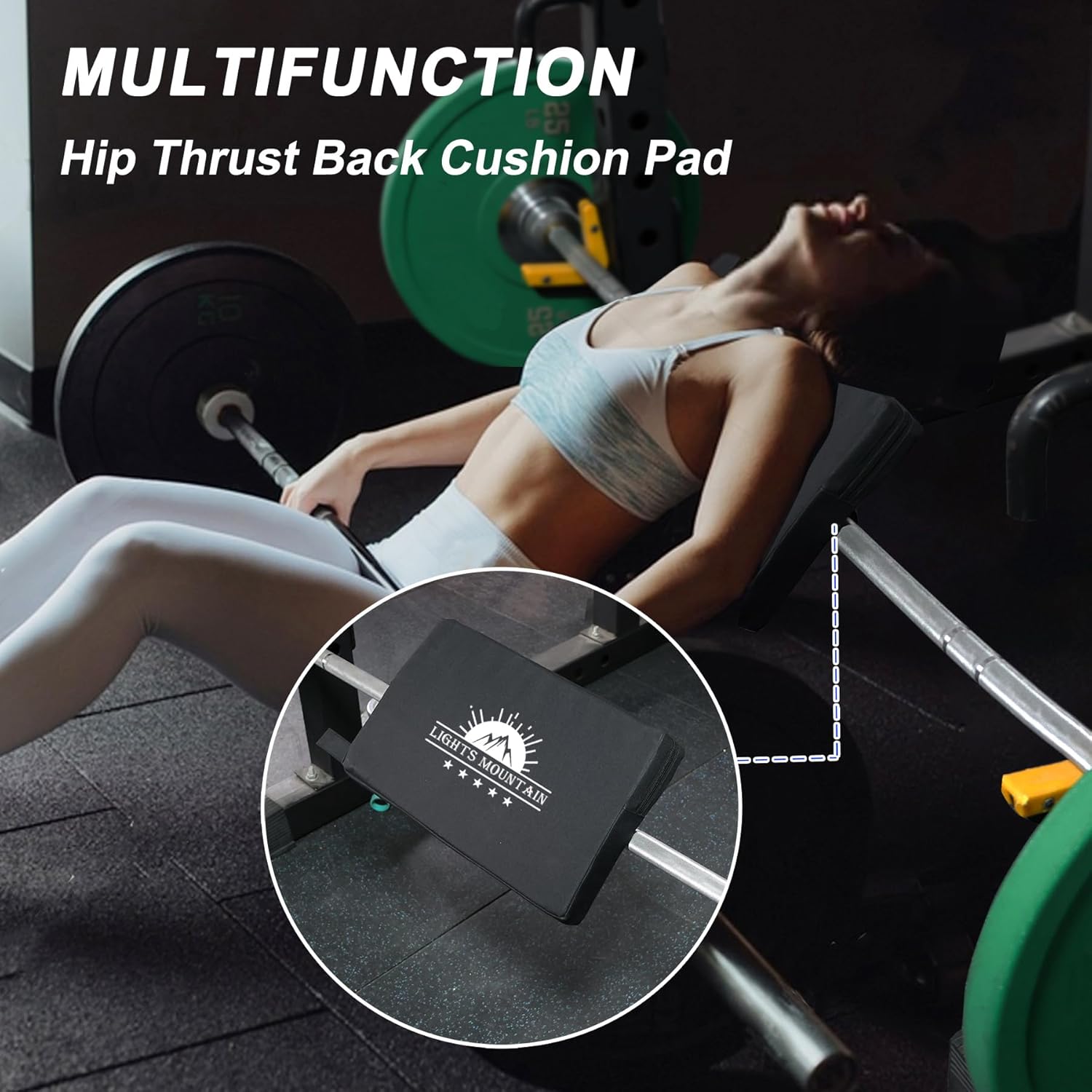 Skiennix Square Hip Thrust Pad - Extra Thick Firm Barbell Pad for Glute Bridges | Non-Slip Heavy Duty Support for Home Gym