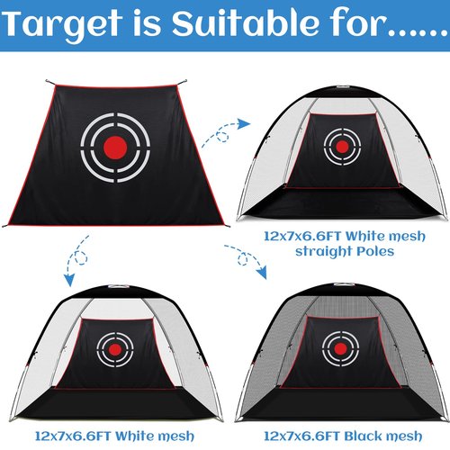 Doubleriver Golf Target Cloth 7.9x5x4.3FT - Heavy Duty Impact Screen for Golf Cage Nets Indoor/Outdoor Practice Hitting Training Aid with S-Hooks