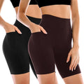 Leafigure Biker Shorts for Women - High Waisted with Pockets | 2 Pack Yoga & Workout Shorts