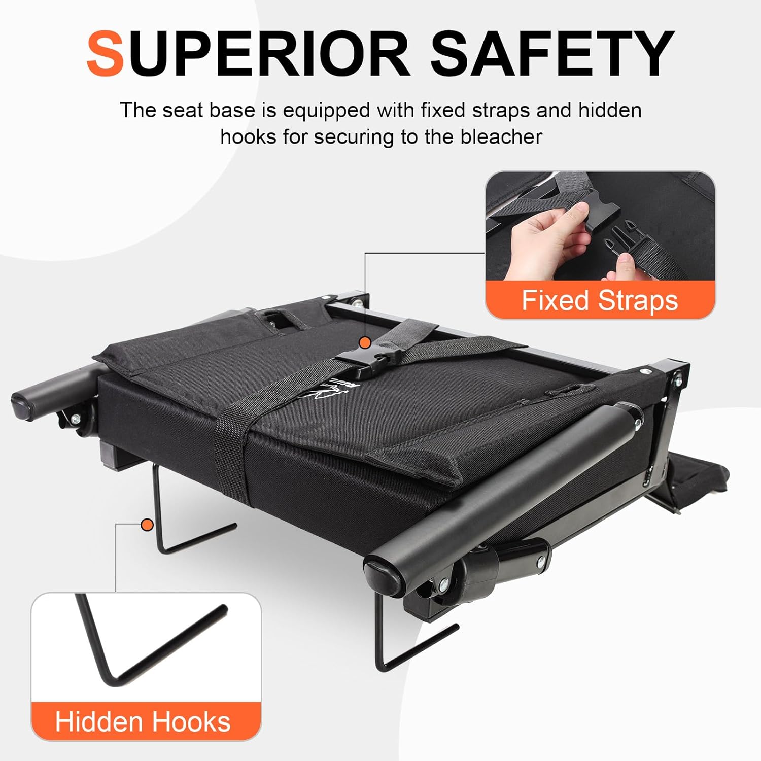 Skiennix Padded Stadium Seats - Portable Folding Bleacher Chair with Back Support | Black