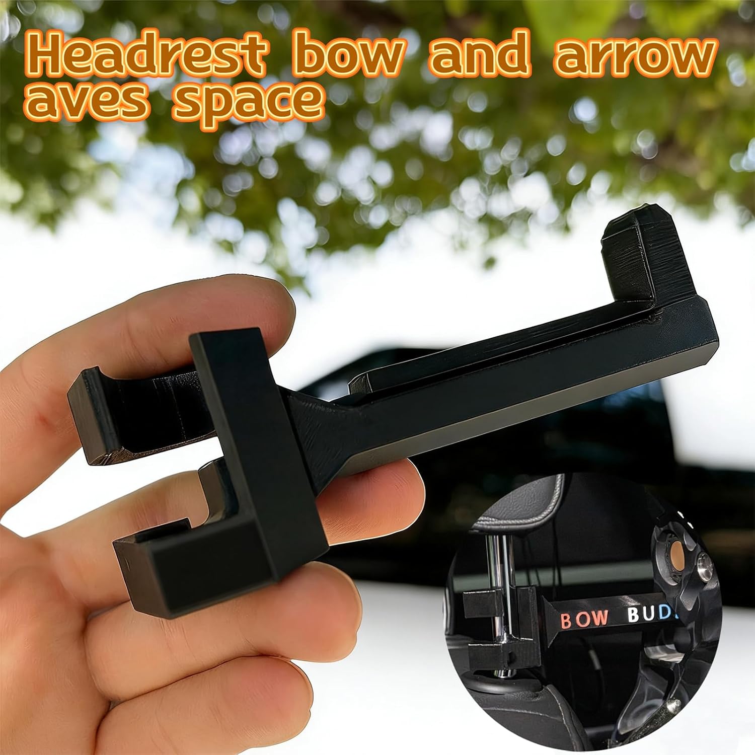 Skiennix Portable Headrest Bow Hanger - Secure Mount for SUV & Truck, Ideal for Hunting Gear Storage
