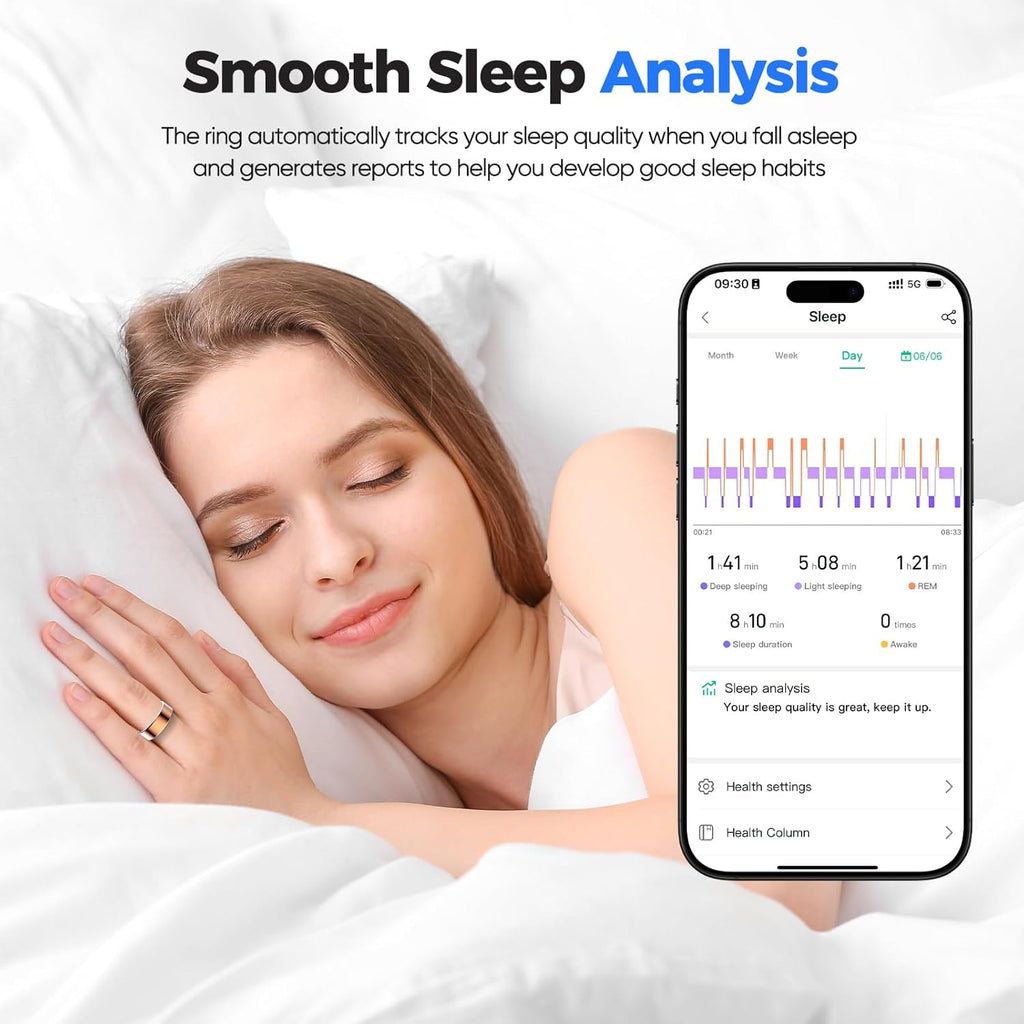 Skiennix Smart Ring Health Tracker - IP68 Water Resistant, Sleep & Exercise Monitoring | Unisex (Rose Gold, Size 11)
