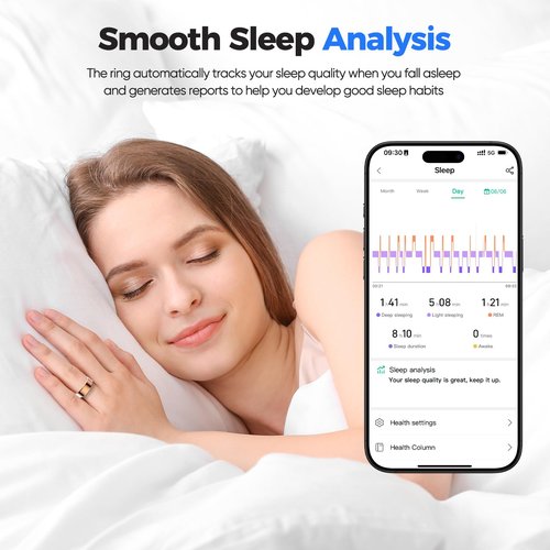 BIEMHA Smart Ring Health Tracker, Sleep/Exercise Monitoring, iOS/Android Compatible, IP68 Water Resistance, No Subscription Required, 5-Day Battery Life, Suitable for Both Women and Men (Silver, 10)