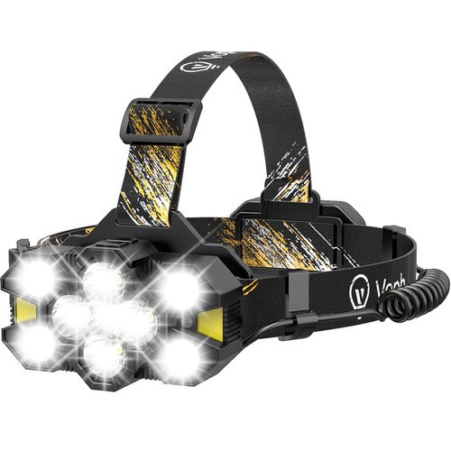 Voph Rechargeable Headlamp Flashlight, Super Bright Head Lamp, 12 Modes Motion Sensor Head Light, Waterproof Head Lamps for Hunting Camping Hiking, Digital Screen Headlamps for Adults