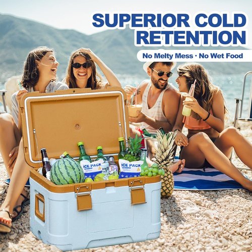Blue Ice Packs for Coolers, Shipping and Lunch Box | Cold for Up to 48 Hours | Slim Size Long-Lasting Reusable Ice Pack | Gel Freezer Packs for Camping, Beach, Fishing, Shipping Food (4" X 4" 48pcs)