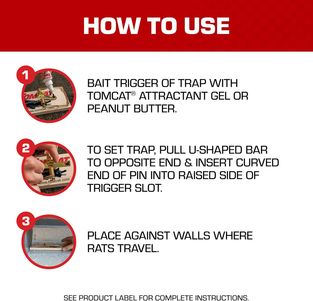 Tomcat Rat Traps - Economical & Effective Wooden Rodent Catchers | 8-Pack for Home Use