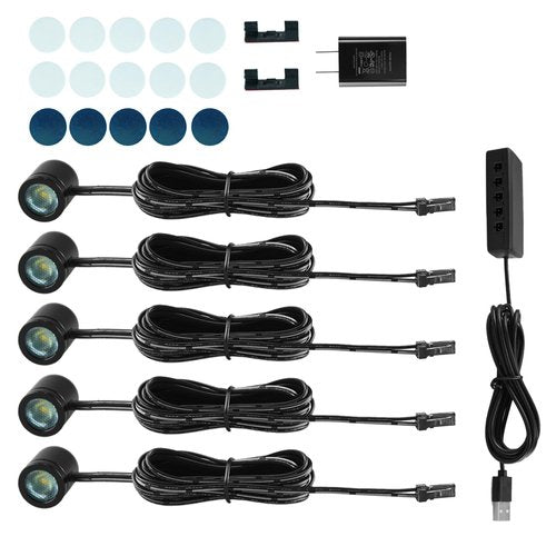 Mini LED Spotlights with USB Hub,Magnetic Base,USB Powered Small Spotlight Display Lights,Accent Lighting for Artwork,Paintings,Jewelry,Display Cases,handicrafts,Models,Toys,Puzzles(Warm White)