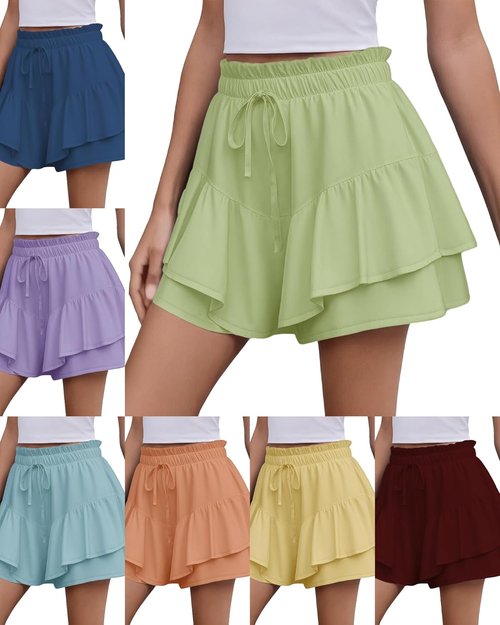 Marsvovo Classic Pleated Skort for Women - Cute Tiered Design | Comfy Wide-Legged Beach Shorts
