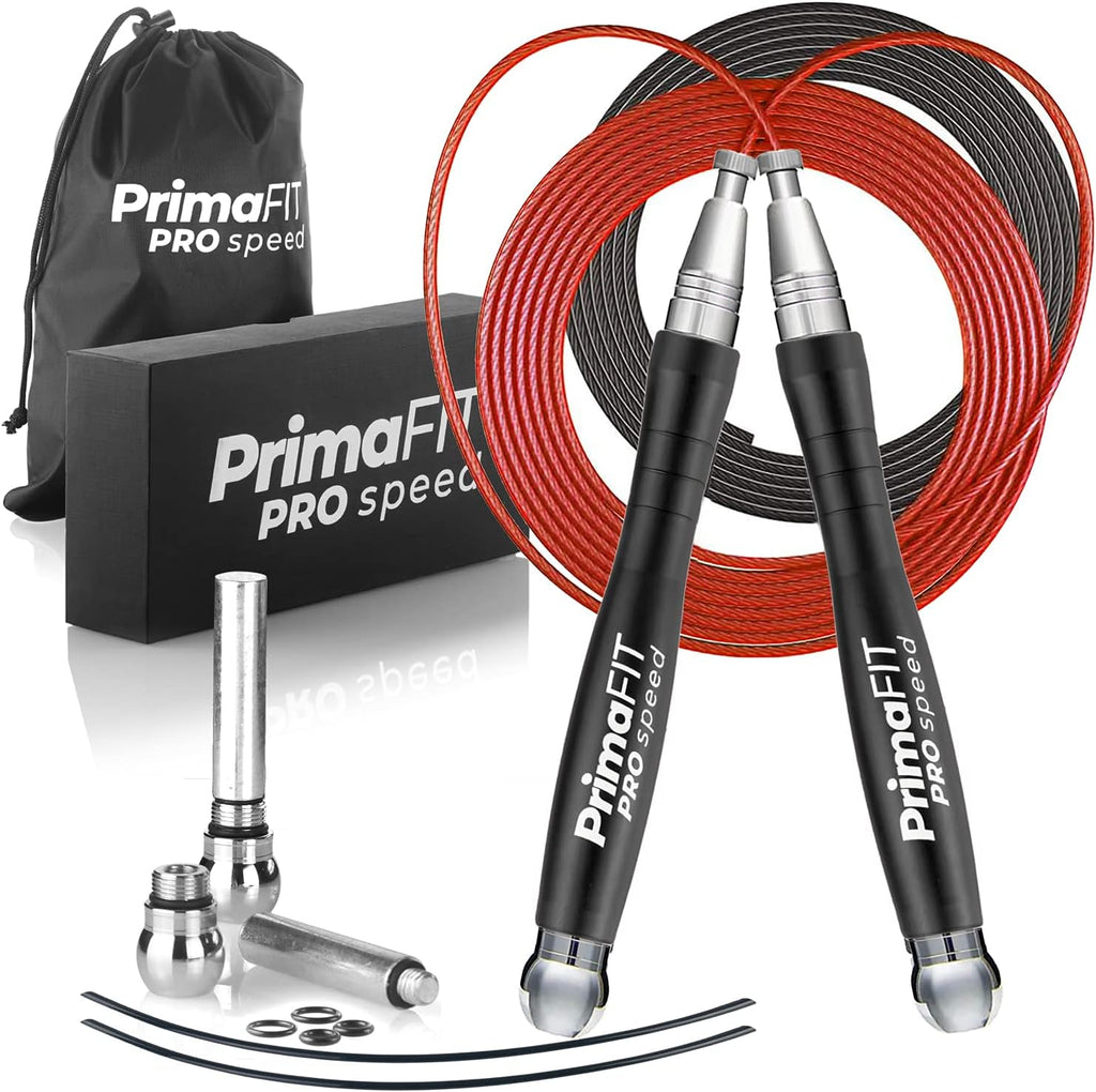 PrimaFIT Pro Speed Jump Rope - Adjustable Weighted Aluminium Handles for Boxing & CrossFit | Includes Spare Cable & Carry Bag