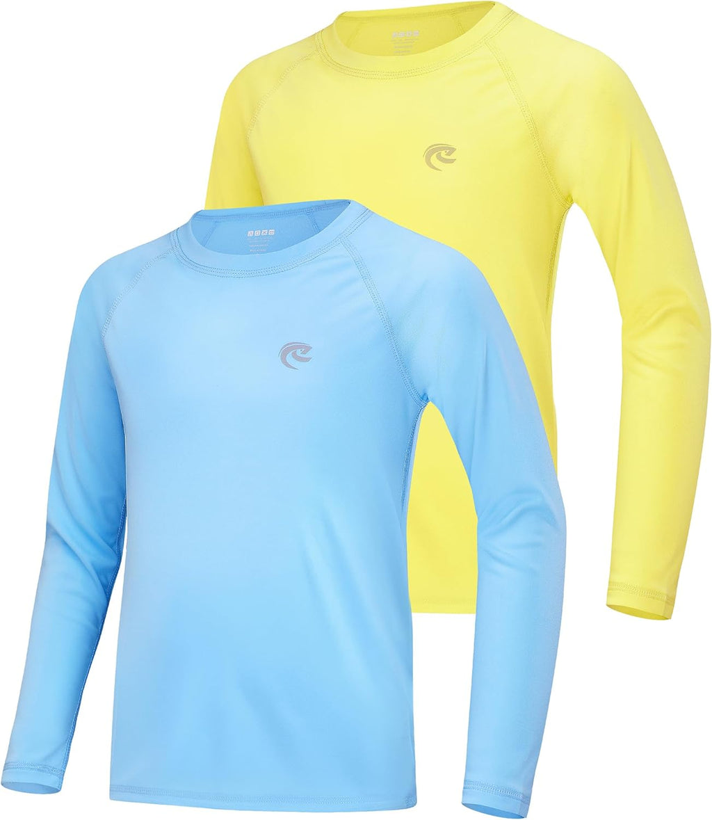Skiennix Boys UPF 50+ Long Sleeve Swim Shirt - UV Sun Protection Rash Guard | Youth SPF Water Shirts