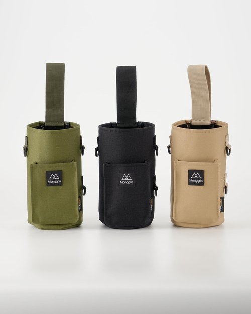 Monggria Magnetic Water Bottle Holder - Built-in Magnet for Easy Attachment to Exercise Equipment - Multi-Purpose - with Sling - Waterproof - Cordura Used Durability (Khaki)