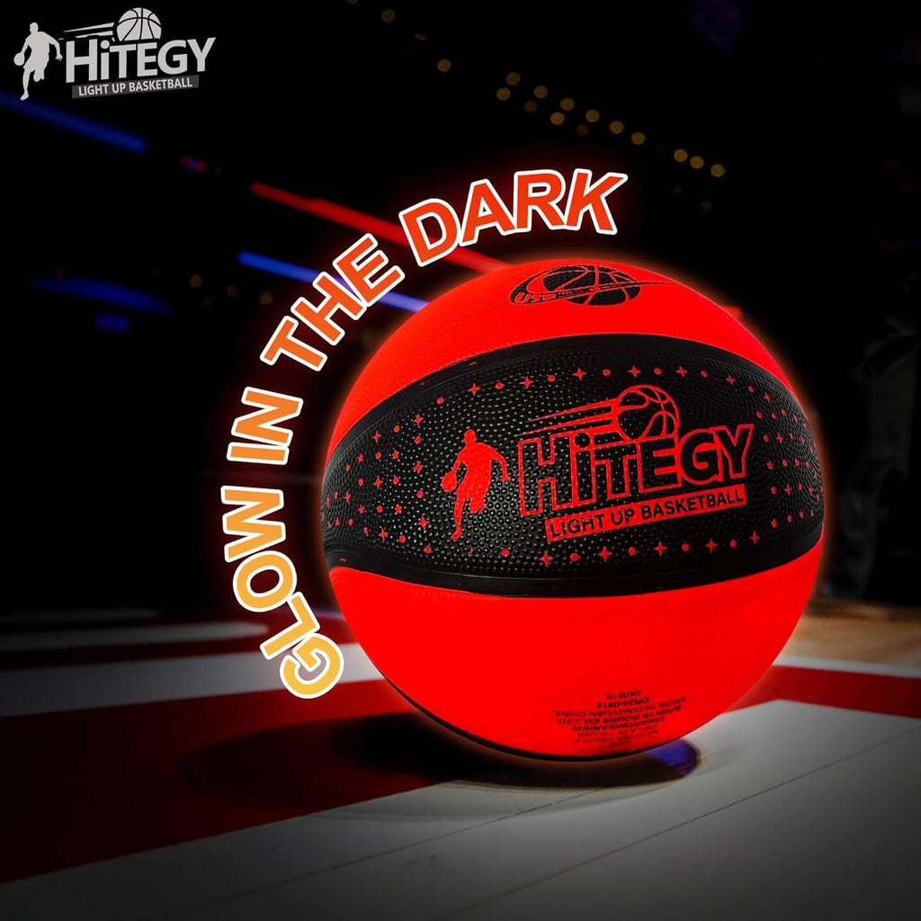 Skiennix Rechargeable Glow in the Dark Basketball - USB Charging, Water-Resistant, Size 7 | Includes Pump & Cable