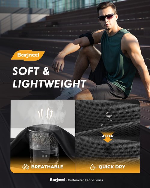 Barjneel 4 Pack Gym Mens Shorts - Basketball Athletic Shorts with Pockets Fitness Clothing Black Workout Quick Dry Shorts
