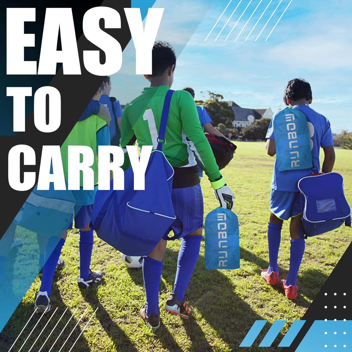 RUNBOW Kids Soccer Goal - 5x3 FT Portable Folding Net with Carry Bag for Indoor/Outdoor Training