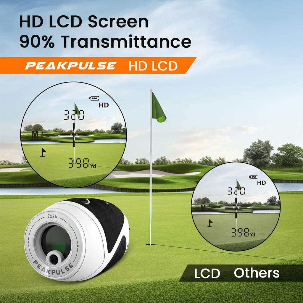PEAKPULSE Mini Golf Range Finder - 1200 Yards, 7X Magnification, Rechargeable, Lightweight 6oz