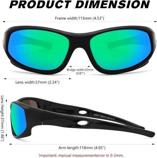 LIU·WEN Kids Polarized Sunglasses - Flexible Sports Glasses with Strap for Ages 4-12 | Ideal for Baseball & Beach