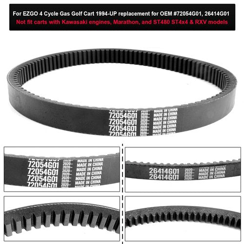 ROYKAW EZGO TXT Gas Drive Belt & Starter Belts Kit for EZGO 4 Cycle Gas Golf Cart TXT Cushman Express Marathon Medalist ST Vehicles Terrain 1994-2013, OEM # 72054G01, 72024G01, 72025G01, 26414G01