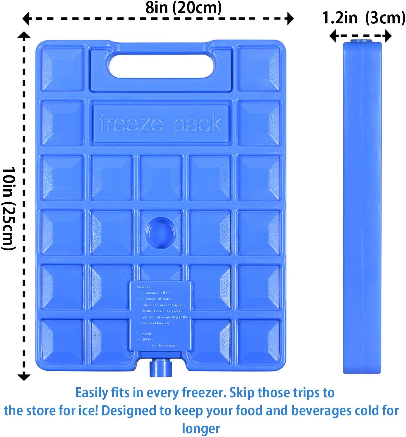Rev. Lang Large Freezer Ice Pack - Reusable Quick Freezing Blocks with Handle | Set of 2 (1000g)