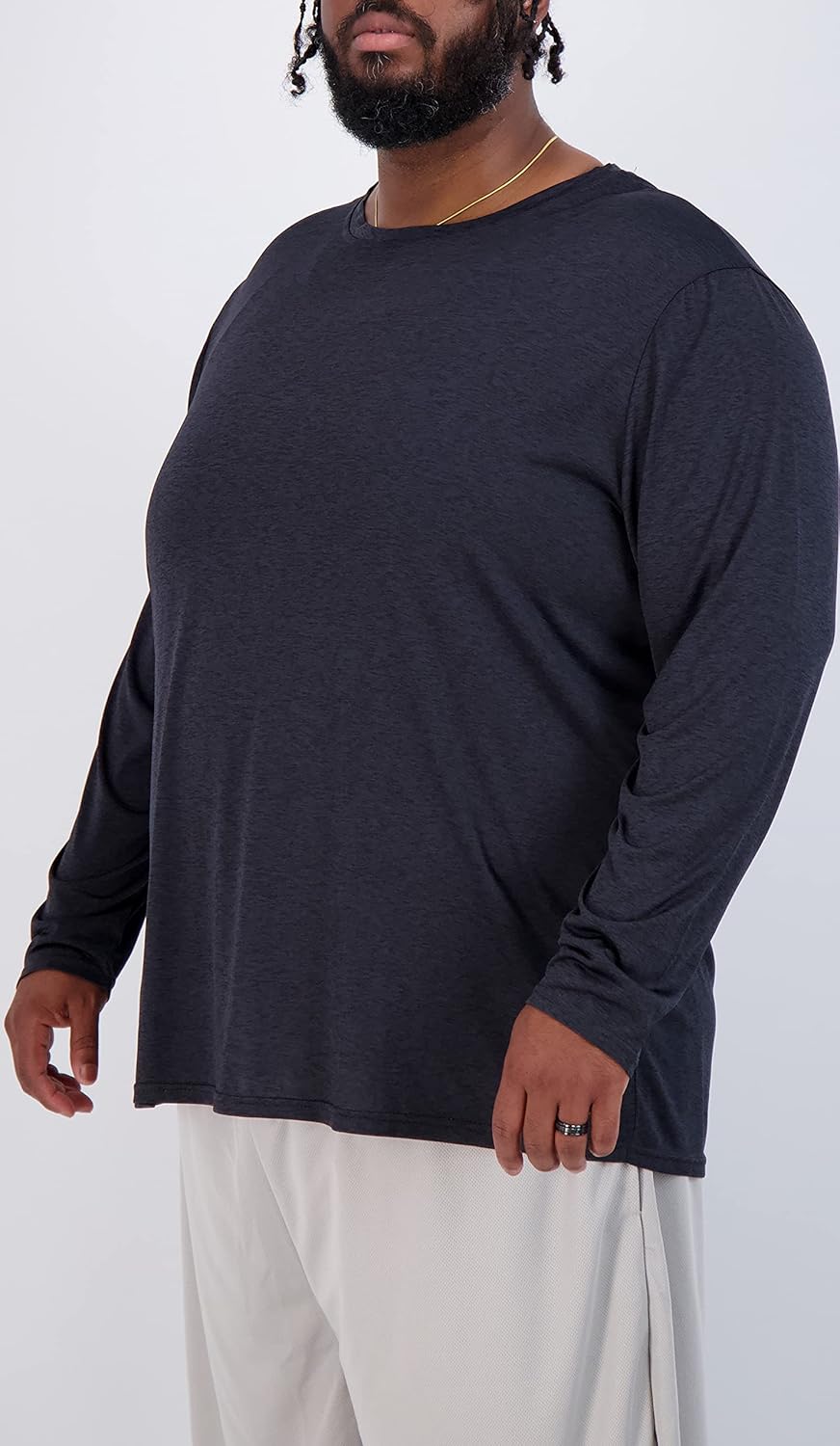 Real Essentials Men's Big & Tall Long Sleeve Dry-Fit Crew Neck T-Shirt - Athletic Gym Tee (3XT-5XT)