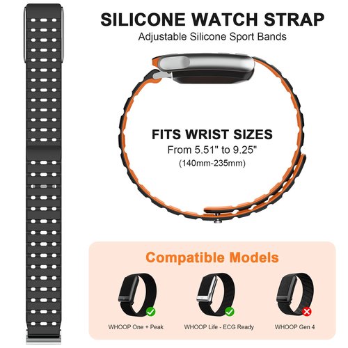 Y-Kocos Silicone Bands Compatible with WHOOP 5.0 One and Peak, Adjustable Soft Comfortable Breathable Replacement Wristband for Whoop 5.0 Sleep, Accessory for Health & Fitness Wearable