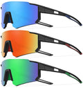 3 Pack Polarized Youth Baseball Sunglasses for Boys Girls Age 6-12 Sports Softball Cycling for Kids UV Protection 3Pack-Black Blue+Black Red+Black Green