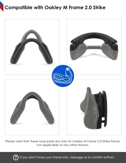 BLAZERBUCK Replacement Nose Pads Nose Pieces for Oakley M Frame 2.0 Strike/Si M Frame 3.0 OO9146 Sunglasses - Black + Grey