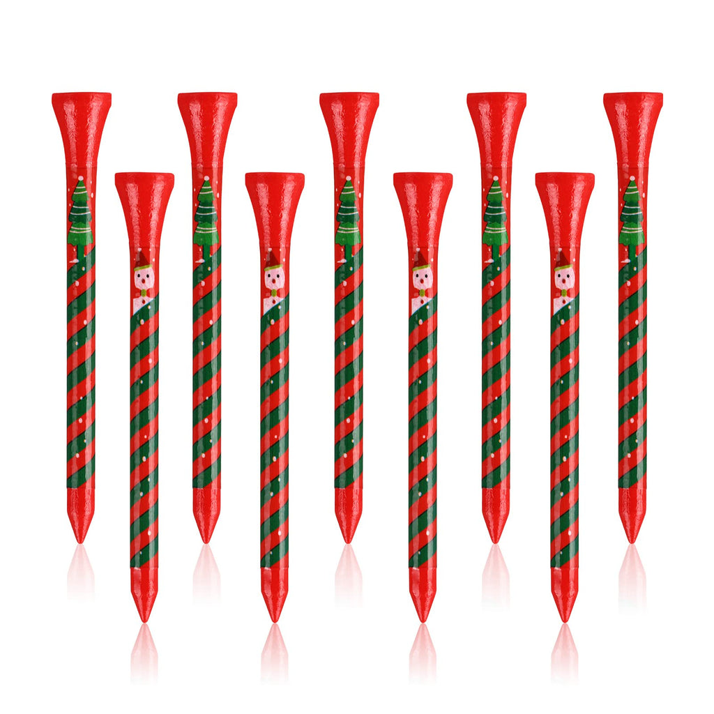 ZALORD Marry Christmas Golf Tees 3 1/4 Inch Unbreakable Pack of 60 Long Christmas Golf Tees Wood Reduce Side Spin and Friction (Christmas)