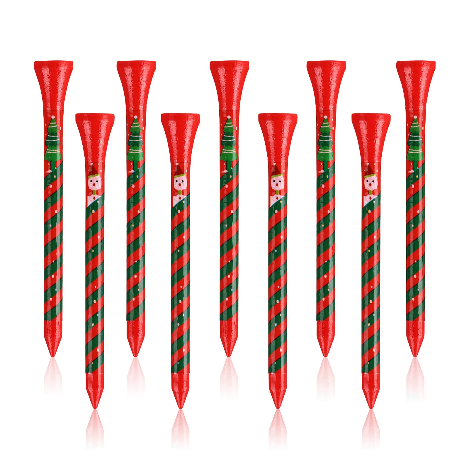 ZALORD Marry Christmas Golf Tees 3 1/4 Inch Unbreakable Pack of 60 Long Christmas Golf Tees Wood Reduce Side Spin and Friction (Christmas)