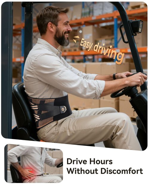 SOLOEVER Copper-Infused Back Brace for Men Lower Back Pain Relief [Medical-Grade & Stronger Support] Lumbar Support Belt with Support System for Women - Back Support Brace for Heavy Lifting and Work