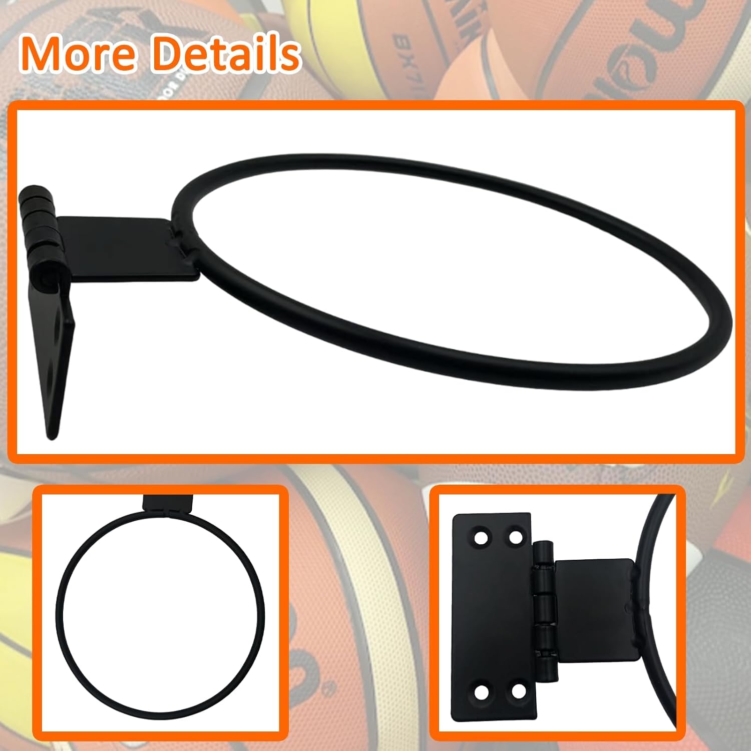 Skiennix 2-Pack Iron Wall Mounted Ball Holder - Heavy Duty Sports Storage Rack for Basketball, Football, Soccer, Volleyball